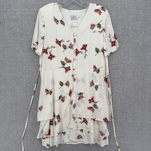 Vintage CDC Floral Layered Dress‎ Women 12P Asymmetrical Boho Cottagecore 90s